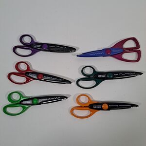 6 FISKARS Paper Edger Scissor Victorian Heartbeat Pinking Aztec Scallop Triangle